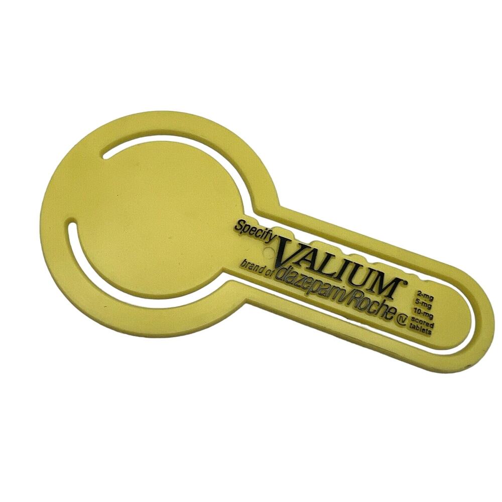 Vtg Yellow Valium Roche Pharmaceutical Rep Promo Item Advertisement Bookmark 5"